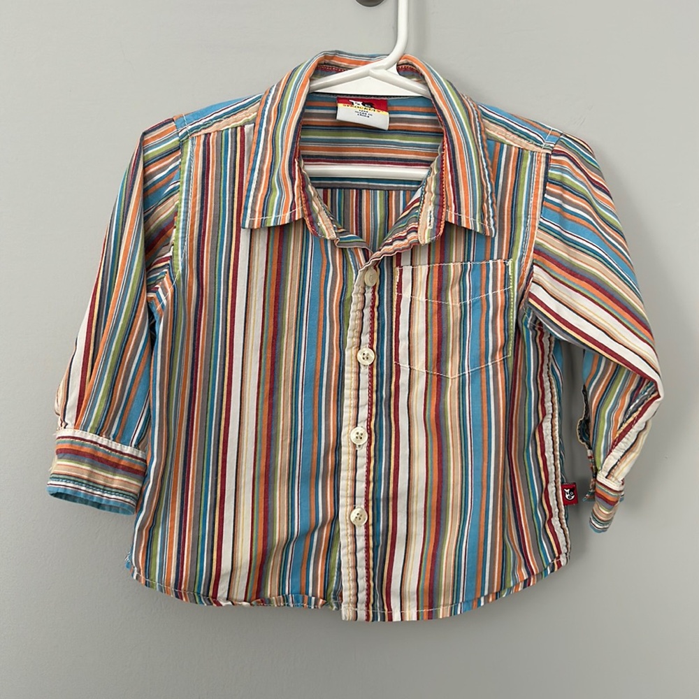 Sprockets Boys Multi Color Striped Long Sleeve Dress Shirt in Size 12 months